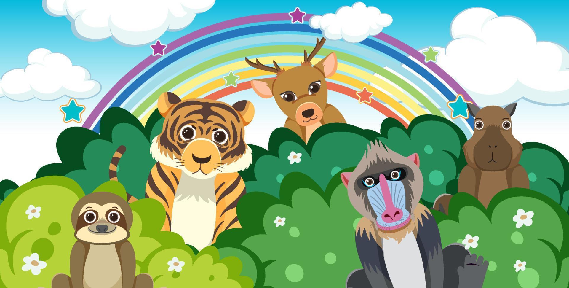 Wild animals in the forest vector