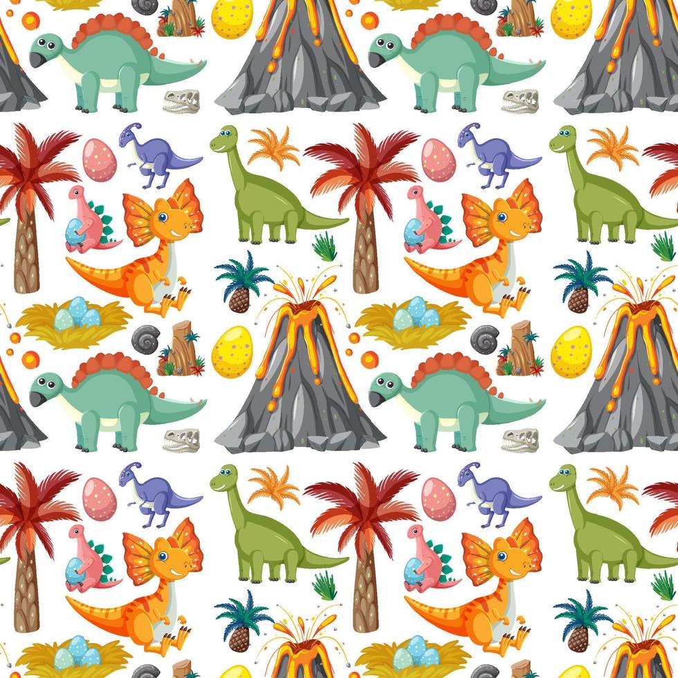 Cute dinosaur seamless pattern vector