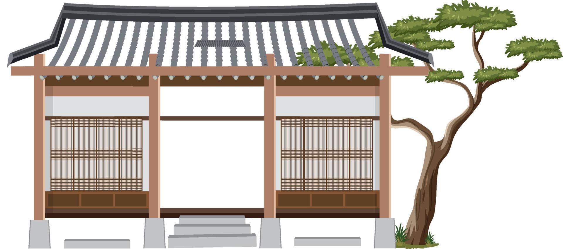 Korean ancient house on white background vector