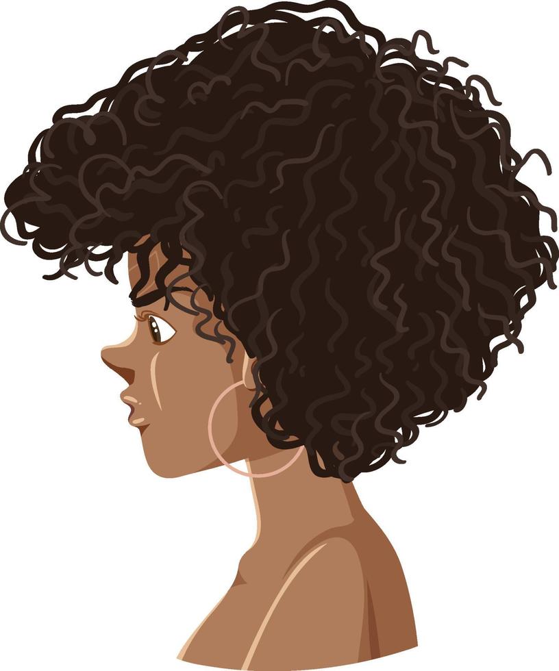 lado, de, afro, mujer, aislado vector