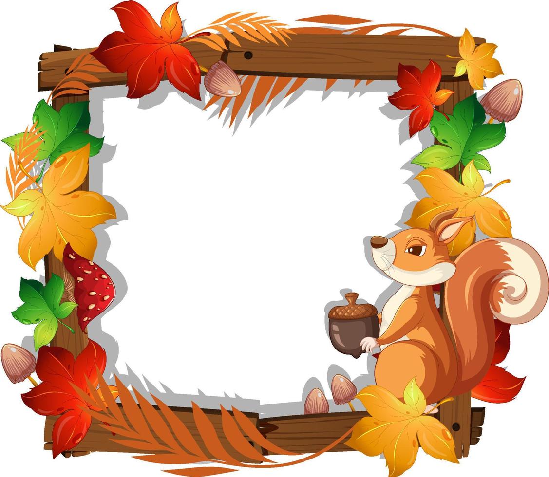 Frame design with squirrel and leaves vector