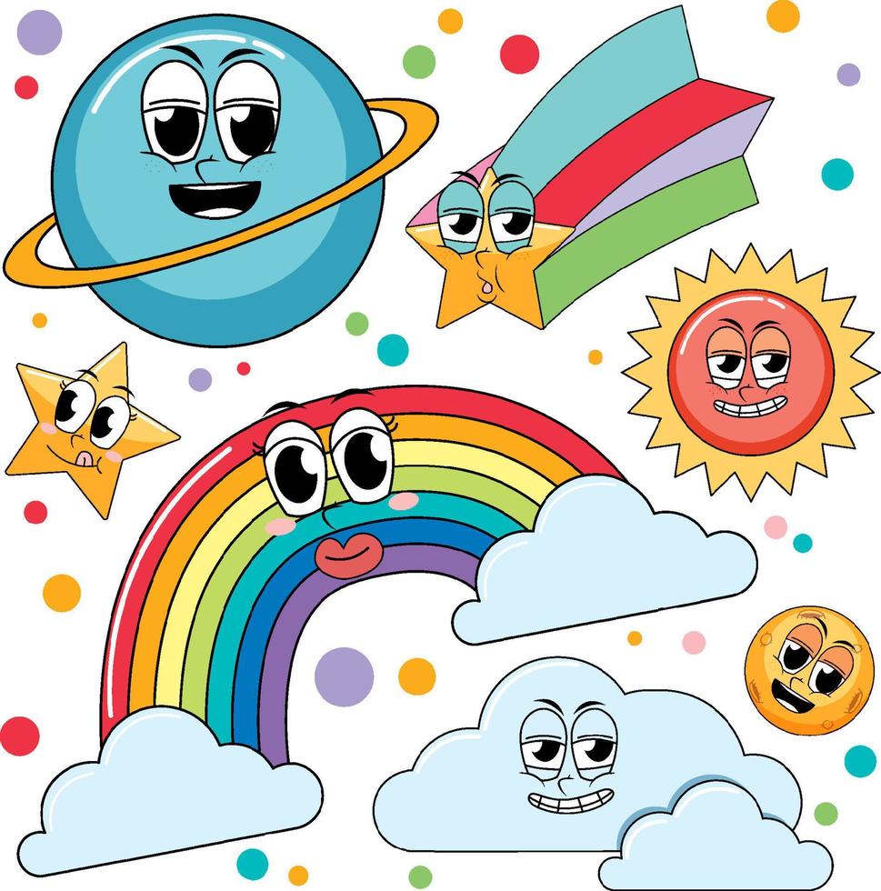 Space and sky icons seamless pattern vector