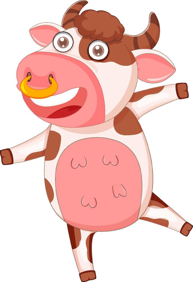 lindo personaje de dibujos animados de vaca vector