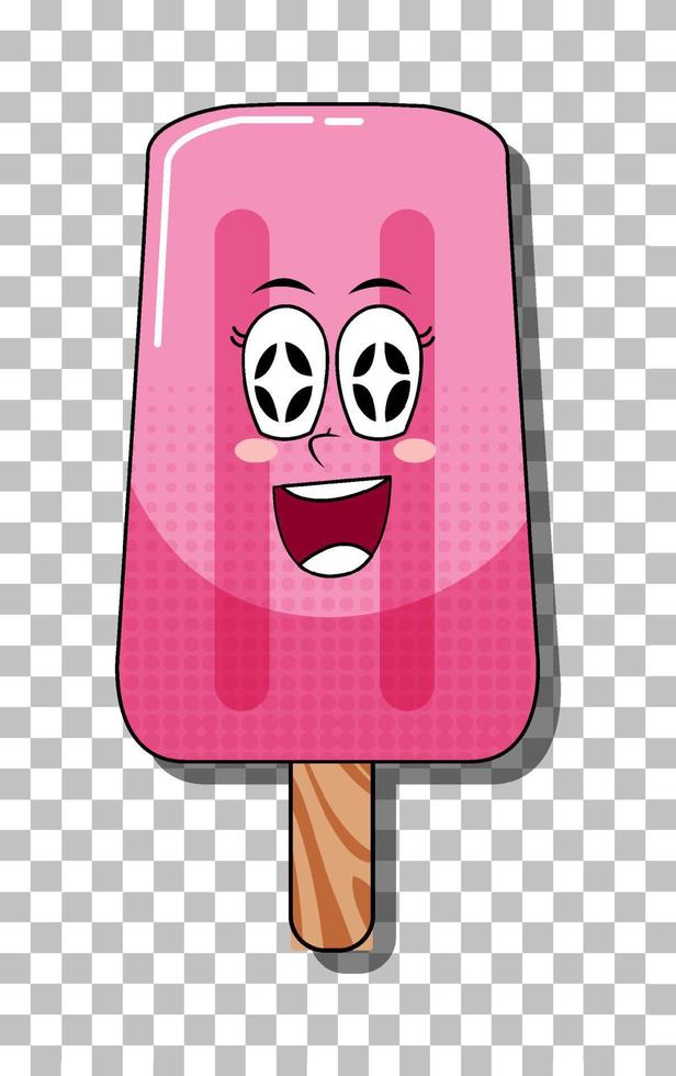 Pink ice cream cartoon character isolated vector