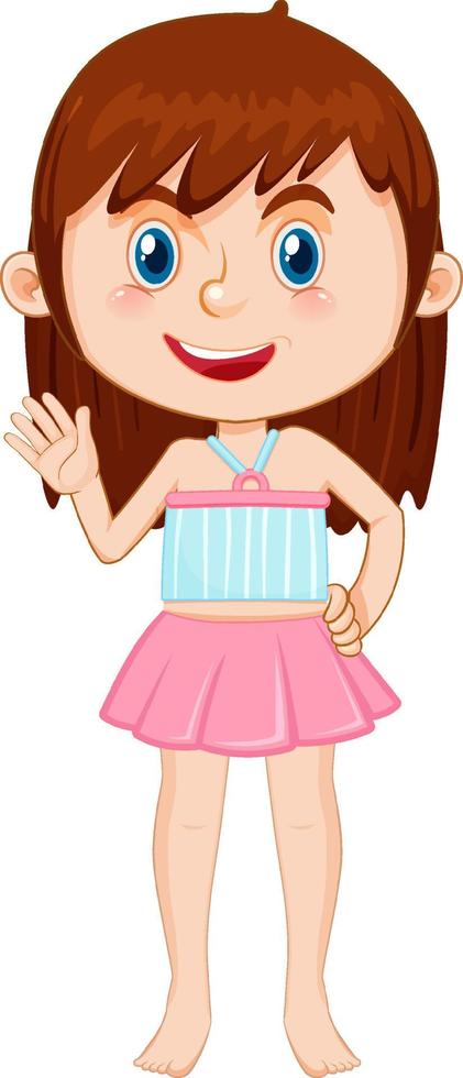 Cute girl cheerleader cartoon character on white background vector