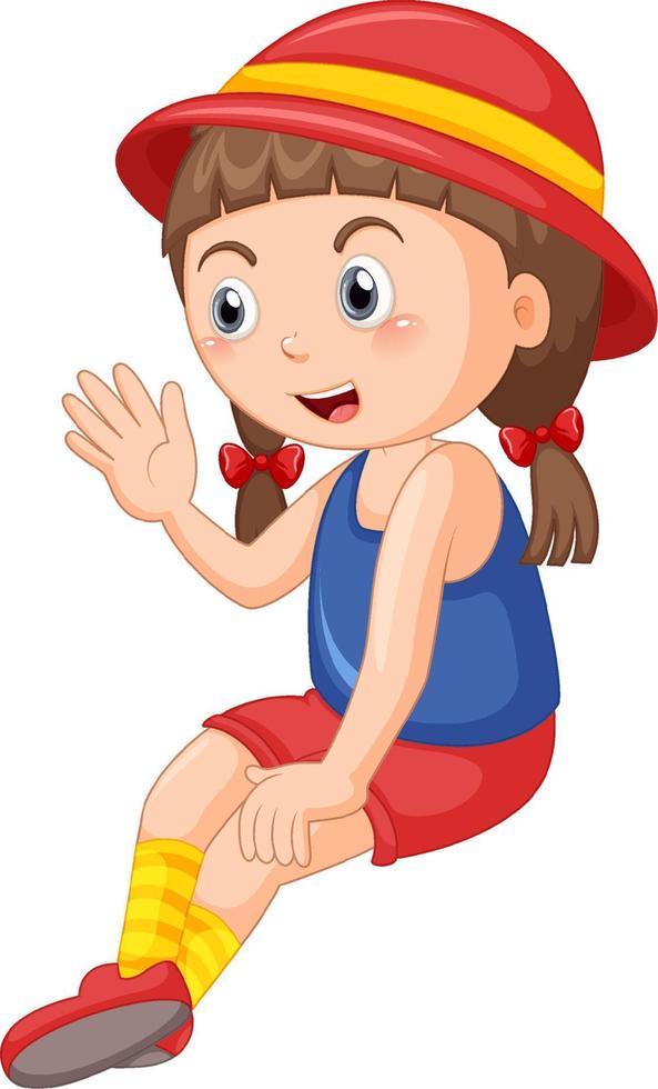 A girl wearing red hat isolated vector