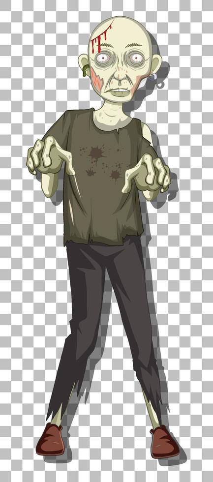 personaje de dibujos animados zombie aterrador vector