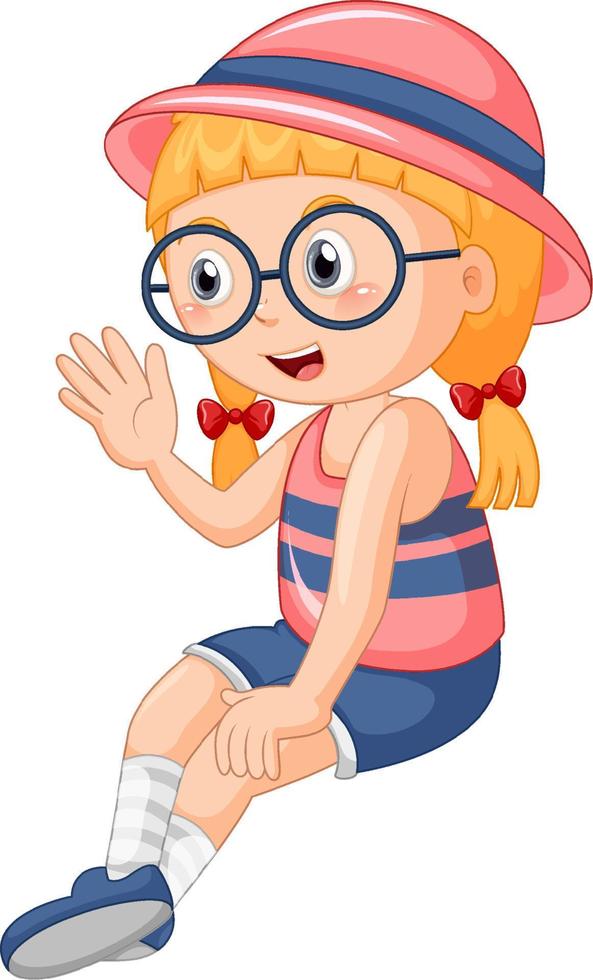 linda chica con gafas personaje de dibujos animados vector