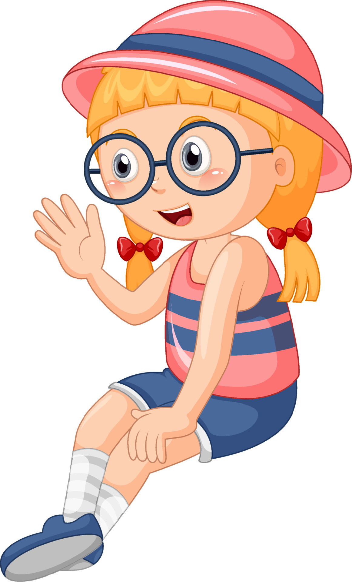 Cute girl wearing glasses cartoon character 9202161 Vector Art at Vecteezy