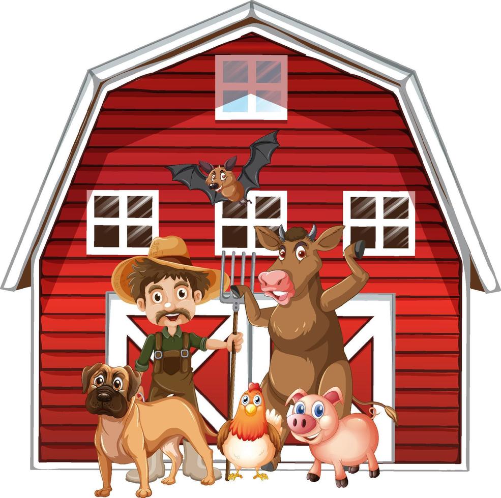 tema agrícola con muchos animales vector