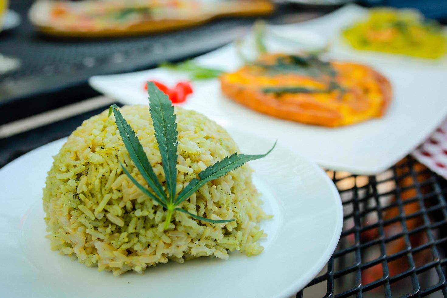 rice a mixture ofcannabis leaves, developed for health lovers in a new, licensed and legal form. Guaranteed safety, help relieve anxiety, reduce sadness. Concept Cannabis for health. photo
