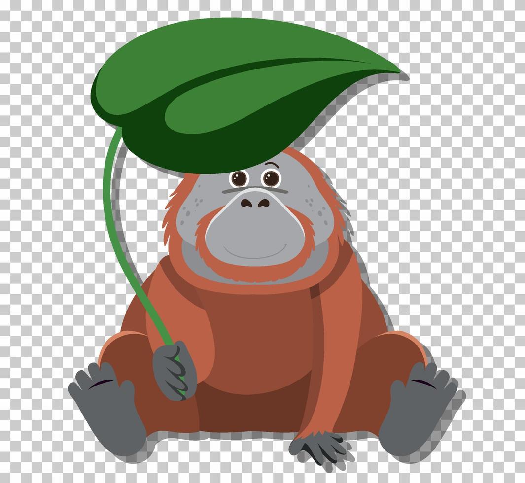 Cute orangutan in flat cartoon style vector