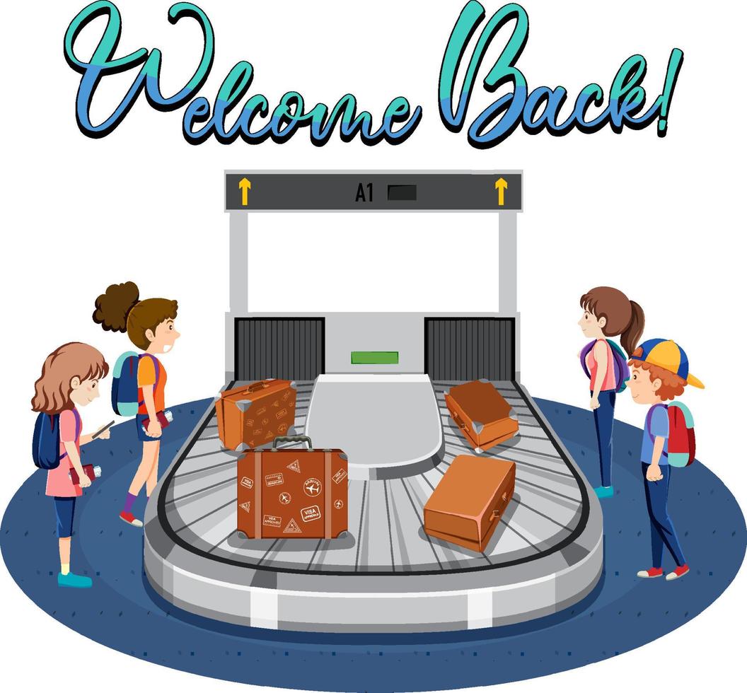 People cartoon characters in the airport vector