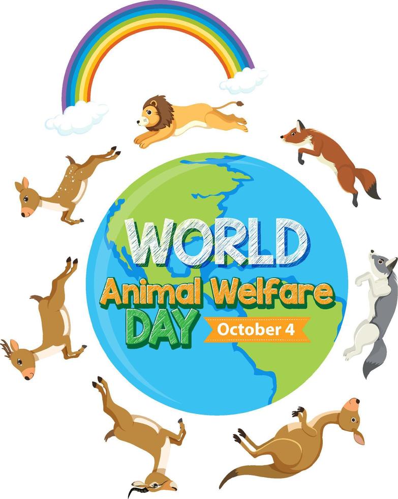 día mundial del bienestar animal 4 de octubre vector