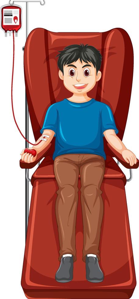 un hombre dona sangre de fondo blanco vector