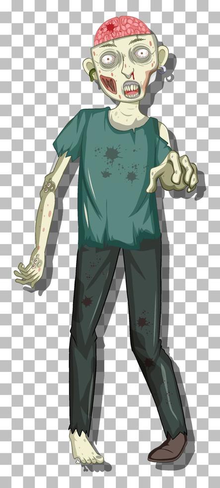 personaje de dibujos animados zombie aterrador vector