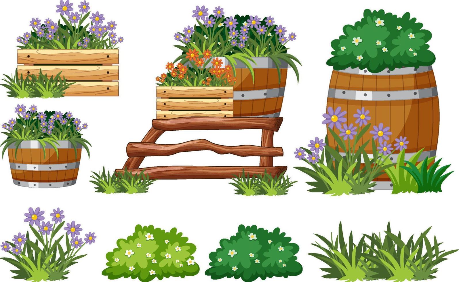 Garden objects and elements vector