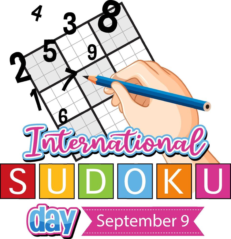 día internacional del sudoku 9 de septiembre vector