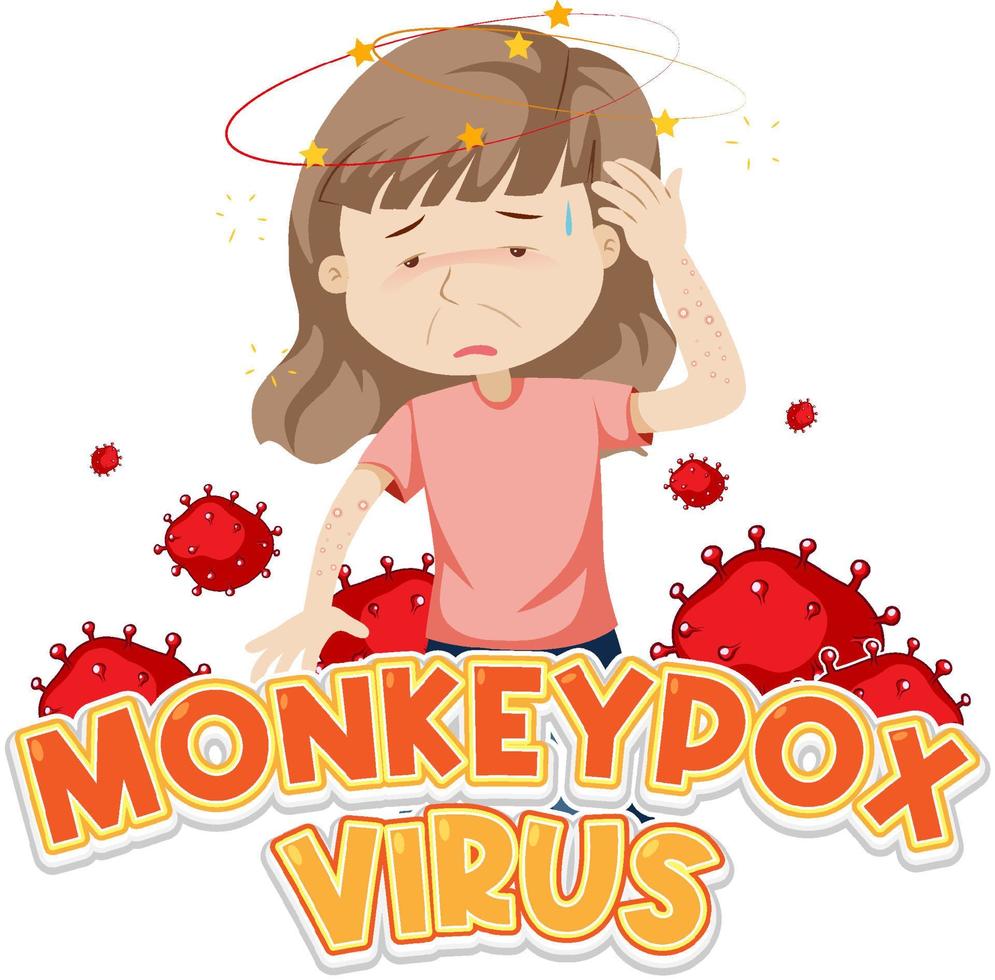 A girl with monkeypox virus symptoms vector