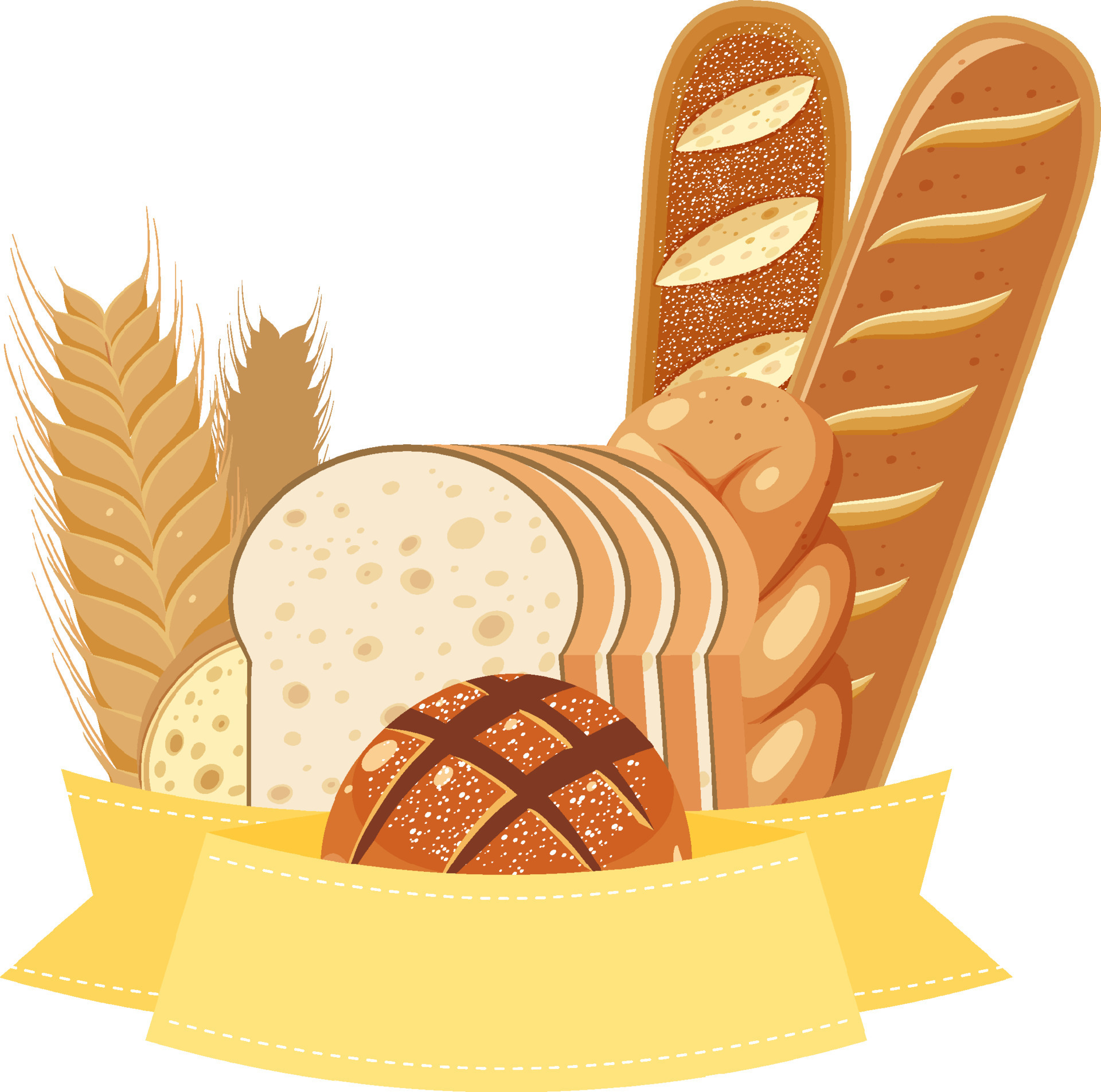 Different types of breads 9202285 Vector Art at Vecteezy