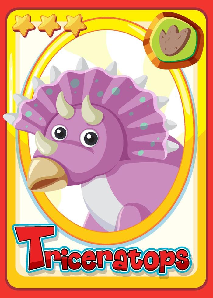Triceratops dinosaur cartoon card vector