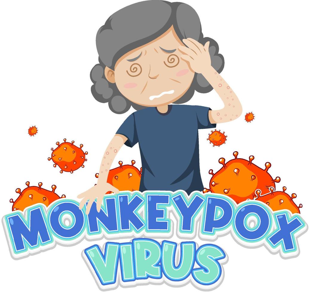 Old woman with monkeypox virus symptoms vector