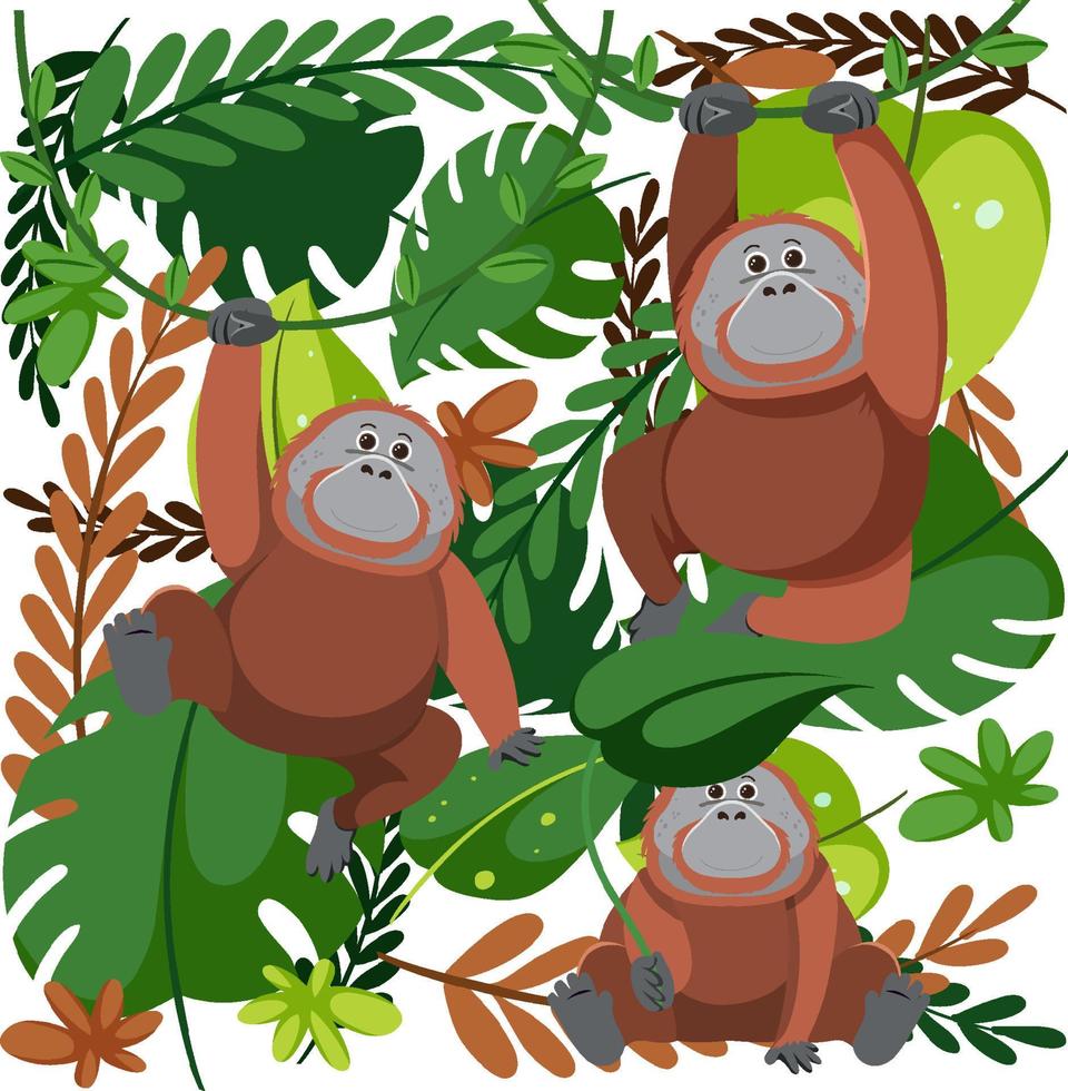 Cute orangutan seamless pattern vector