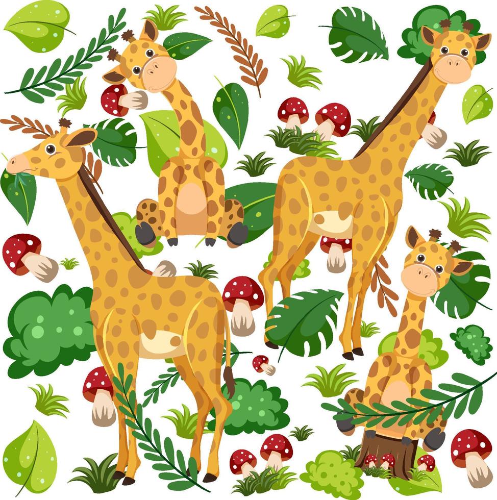Cute giraffe seamless pattern vector