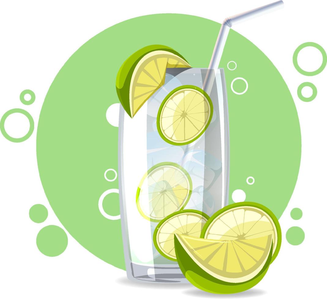 Gin and tonic cocktail in the glass on white background vector