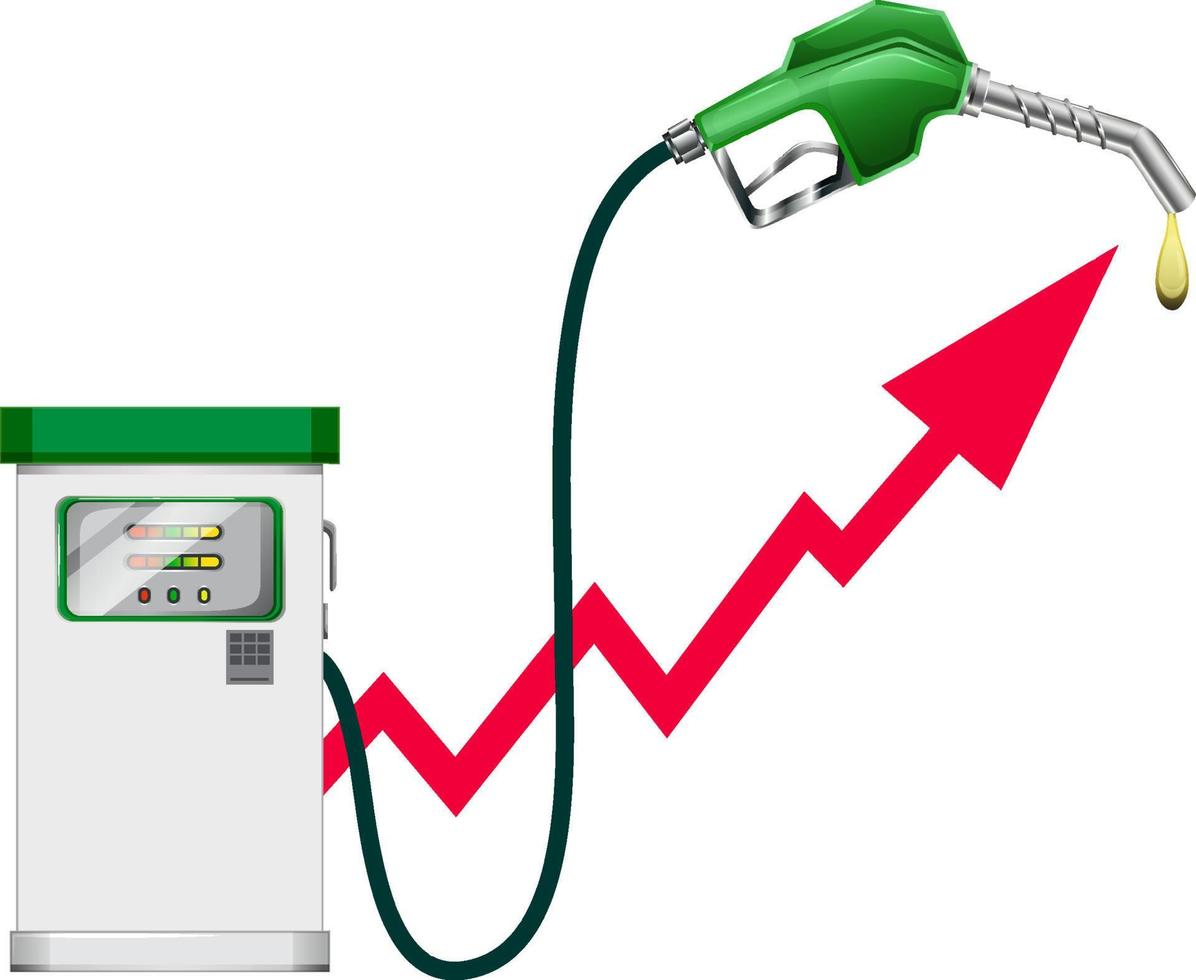 Pump with nozzle and red arrow going up vector