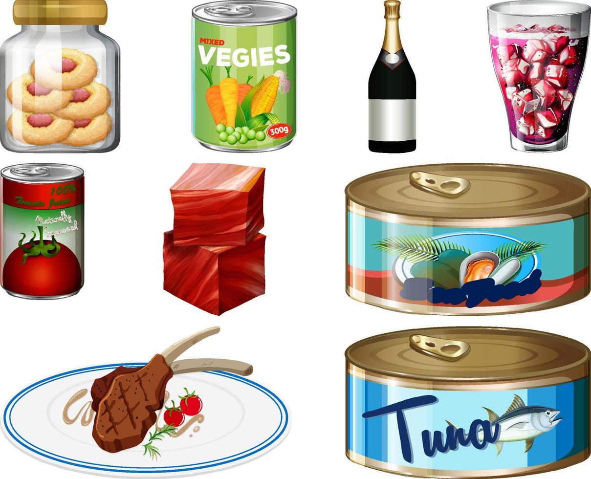 colección de dibujos animados de diferentes alimentos vector