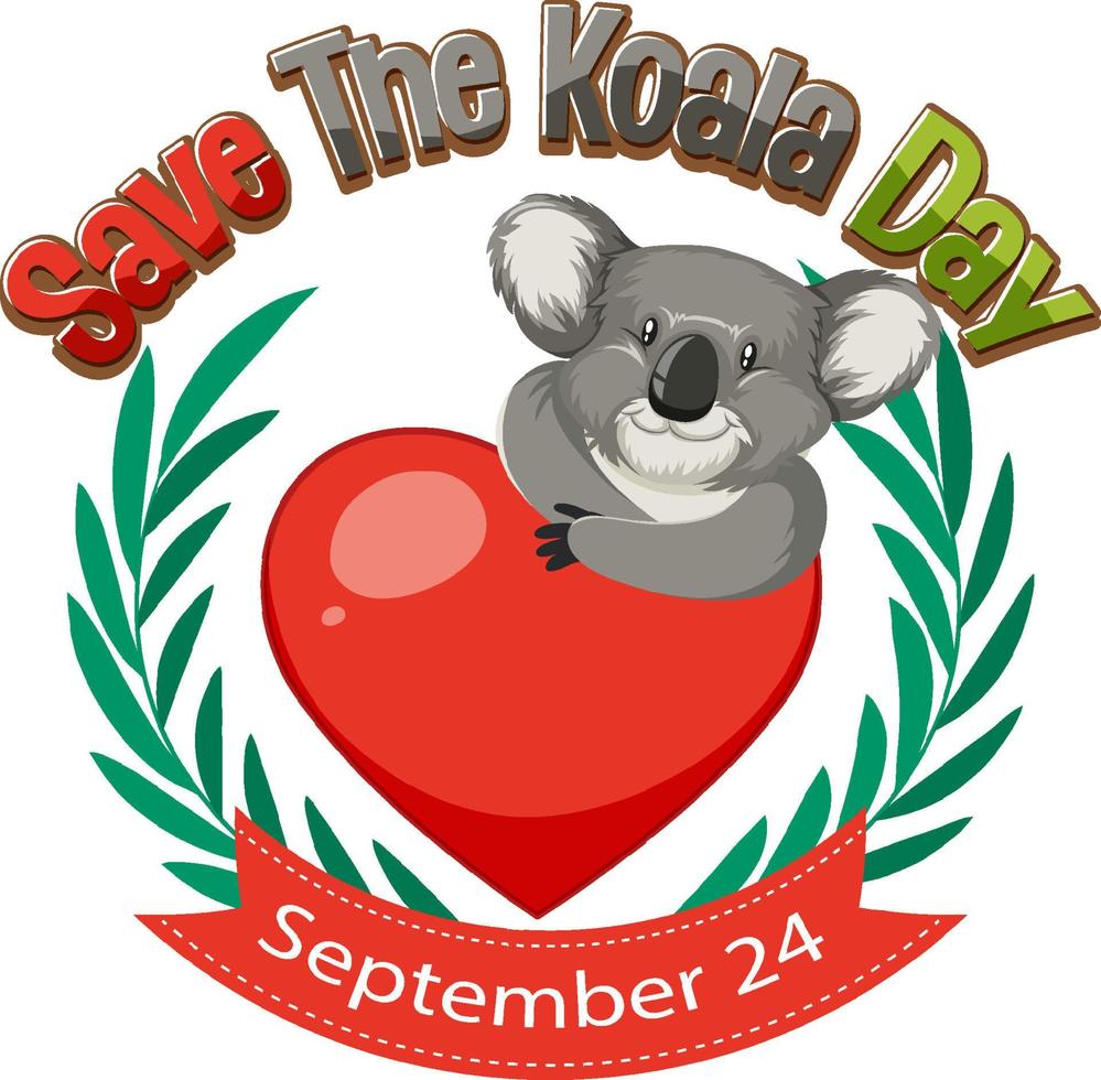 Save the koala day banner design vector