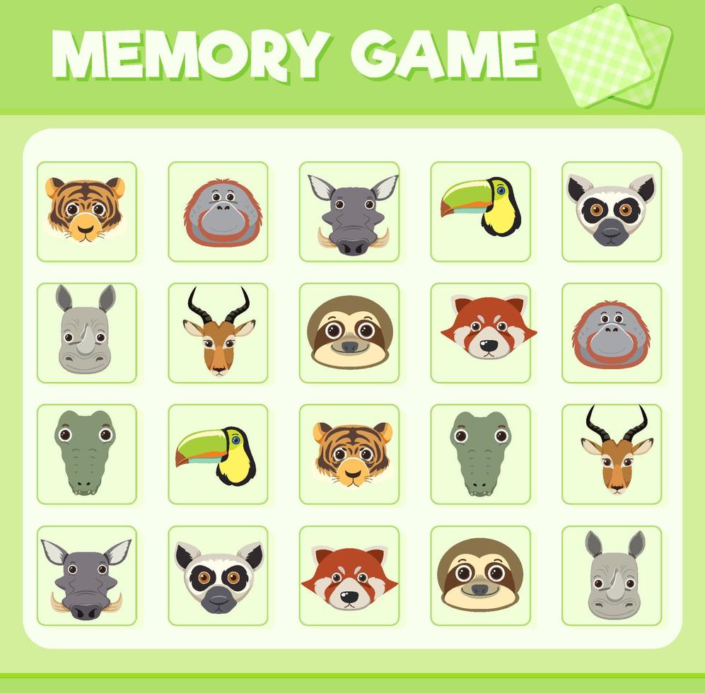 juego de cartas de memoria de animales vector