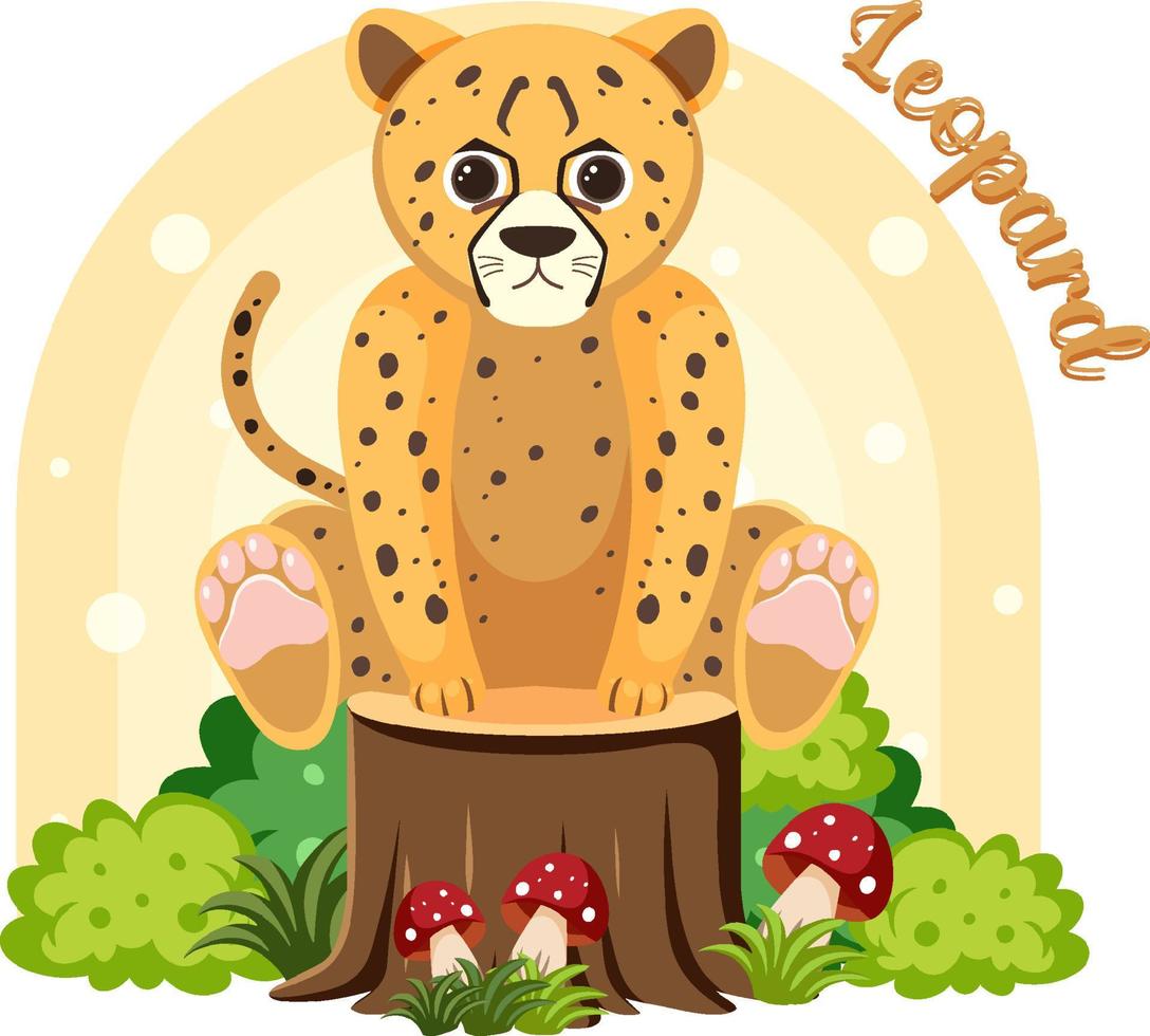 Cute leopard in cartoon flat style vector