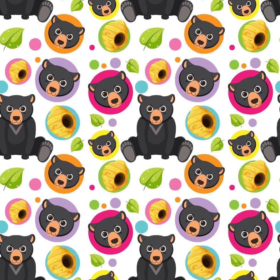 Black bear seamless pattern vector