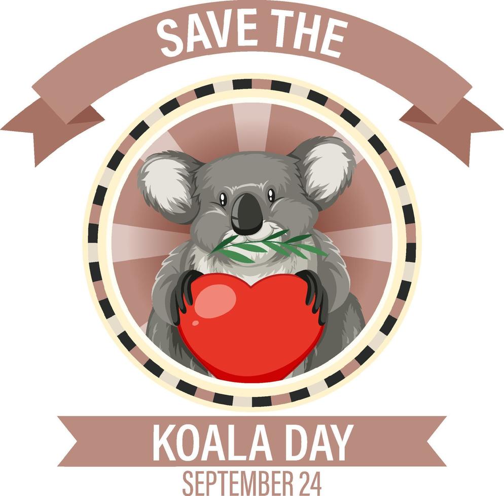 Save the koala day banner design vector