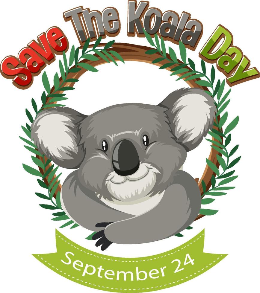 Save the koala day banner design vector