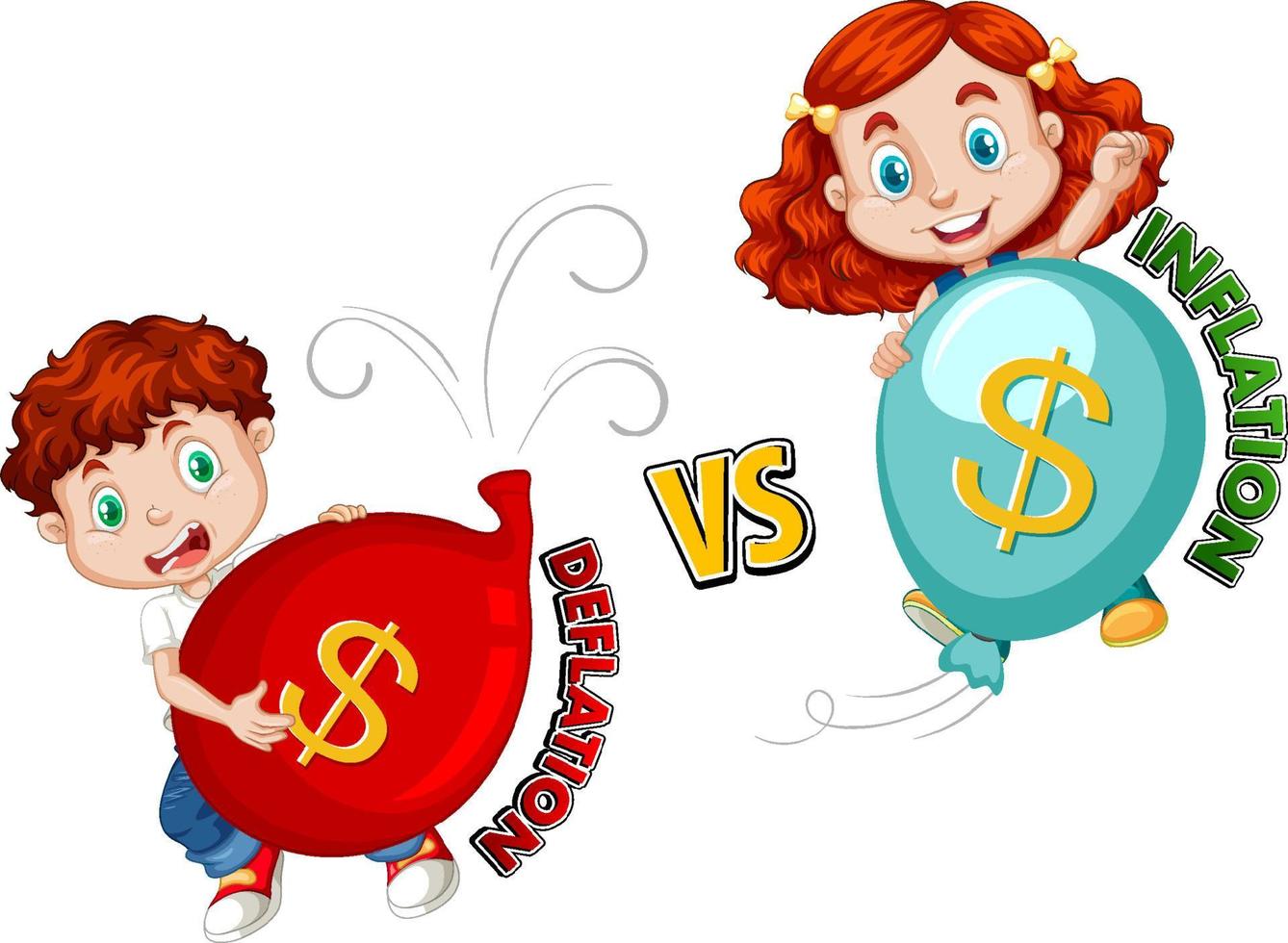 Inflation vs deflation with balloons vector