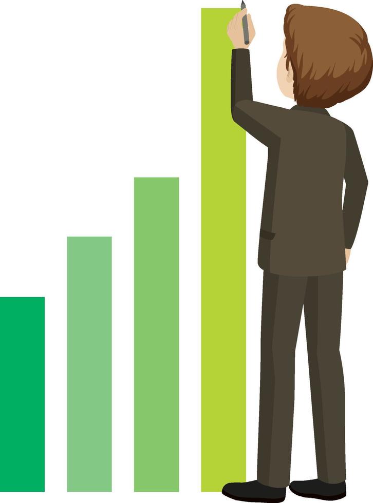 Business man with green bar chart vector