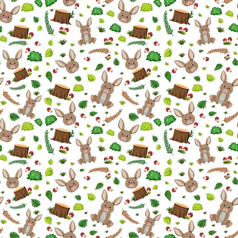 Cute rabbit seamless pattern vector