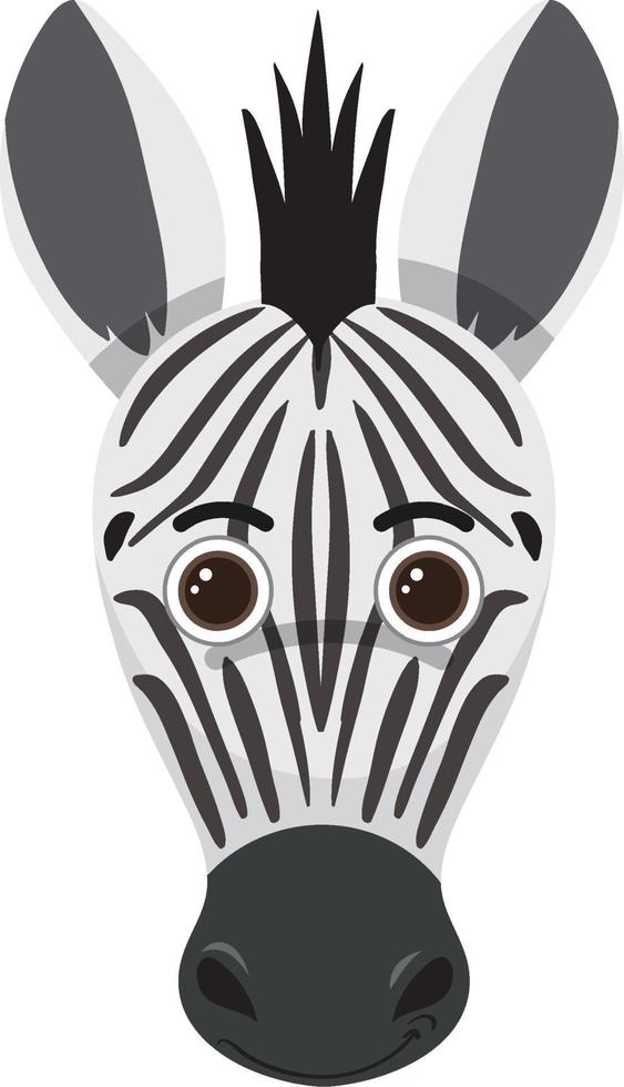 Cute zebra head in flat style vector