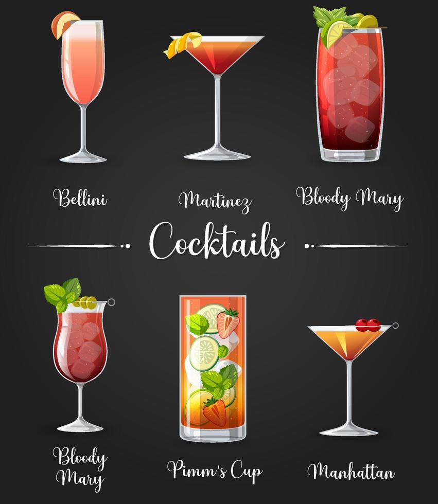 Cocktail menu poster design vector