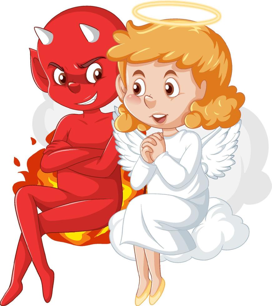 Devil and angel cartoon character on white background 9202686 Vector Art at  Vecteezy