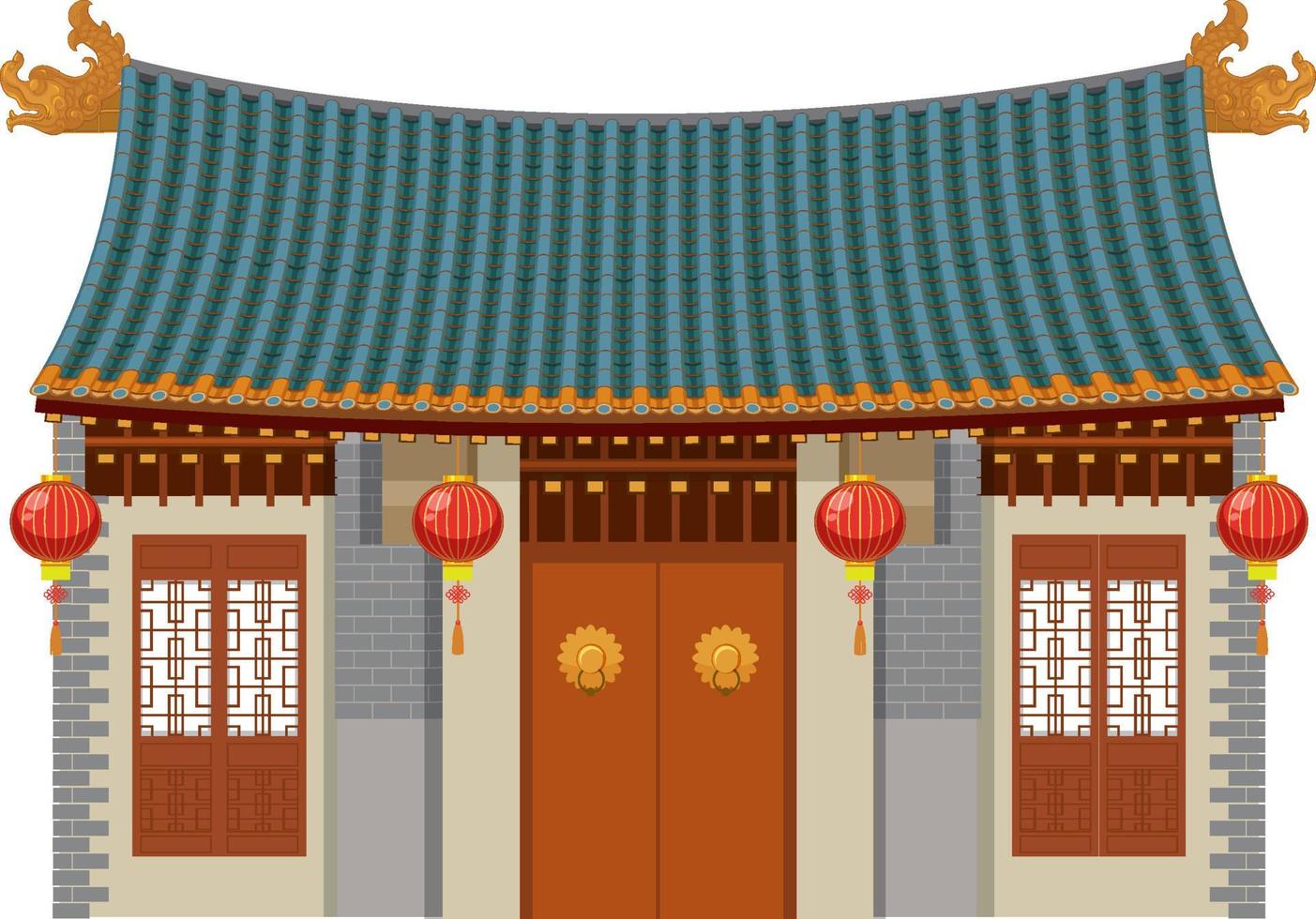 Chinese traditional building on white background vector