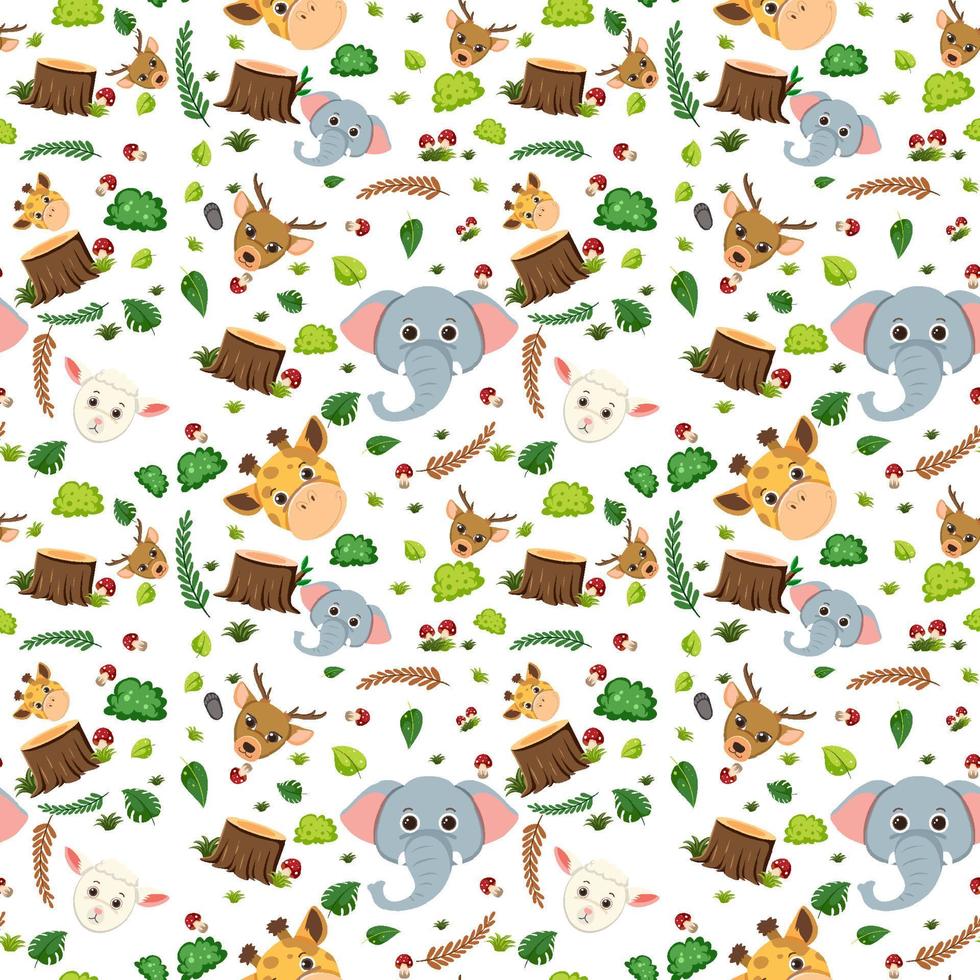 Cute animal seamless pattern vector