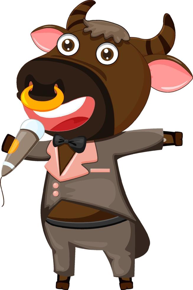 Singer buffalo cartoon character vector