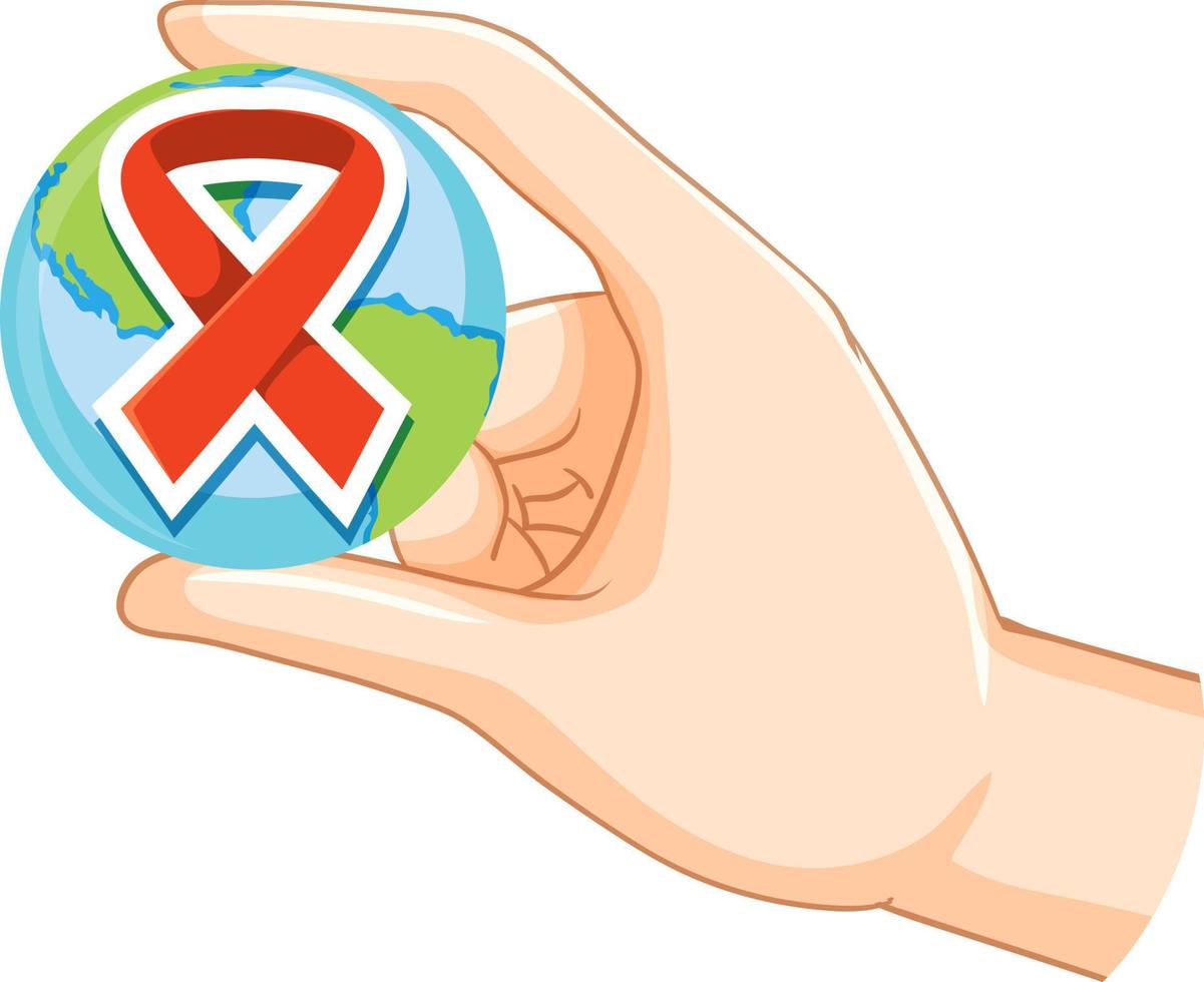 Red ribbon AIDS HIV symbol vector