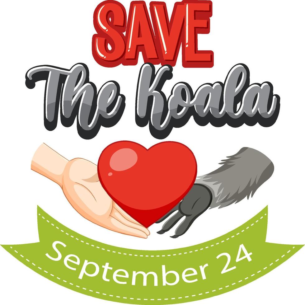 Save the koala day banner design vector