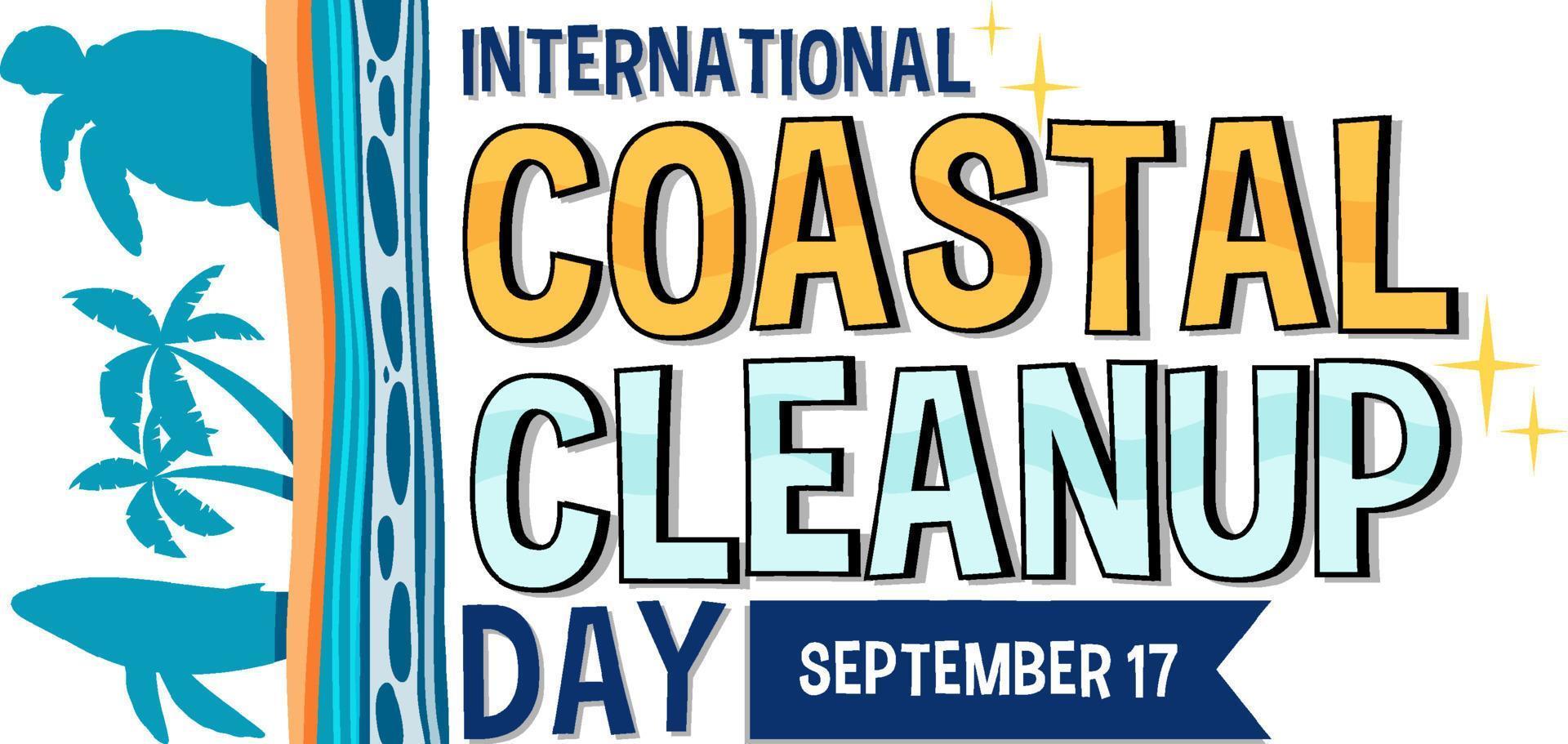 diseño de banner del día internacional de la limpieza costera vector