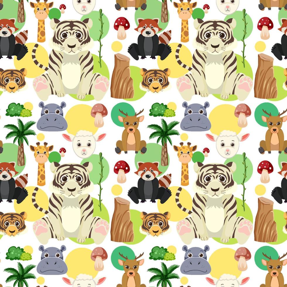 Cute animals seamless pattern vector